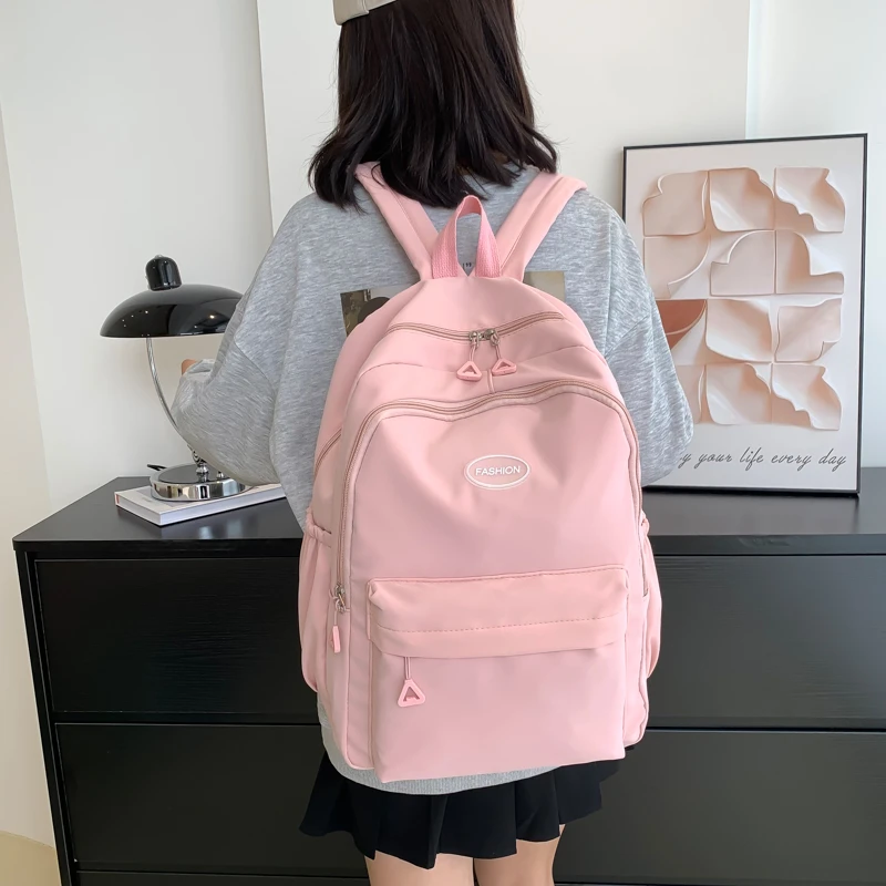 School Female Pink Backpack Kawaii Women Nylon School Bag Teenage Girl Backpacks Fashion Ladies Satchel Drop Shipping