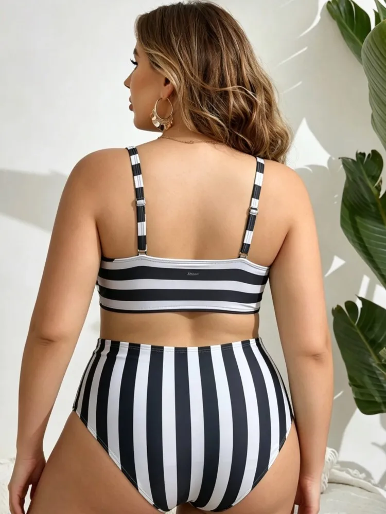 L-4XL Plus Size High Waist Bikini Women's Push Up Large Size 3XL 4XL Swimsuit Summer Mujer Tummy Control Swimwear Bikini Sets view 4