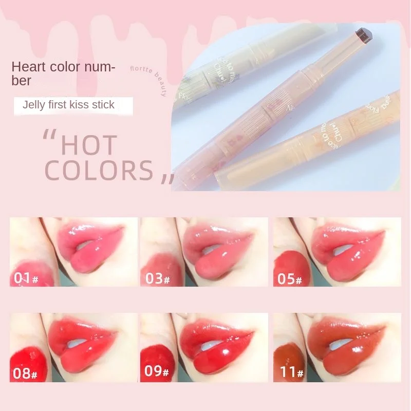 FLORTTE First Kiss Love Lipstick Pencil Lip Balm Mirror Shine Lip Glaze Lip Stick Korean Makeup Lipgloss