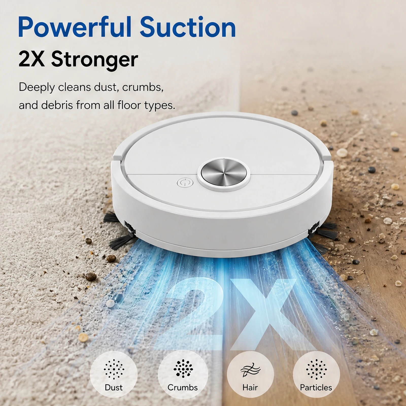 3 In 1 Mini Robots Vacuum Cleaner Automatic Obstacle Avoidance Compact Multi Function Cleaners for Pet Hair&Hard Floor&Carpet