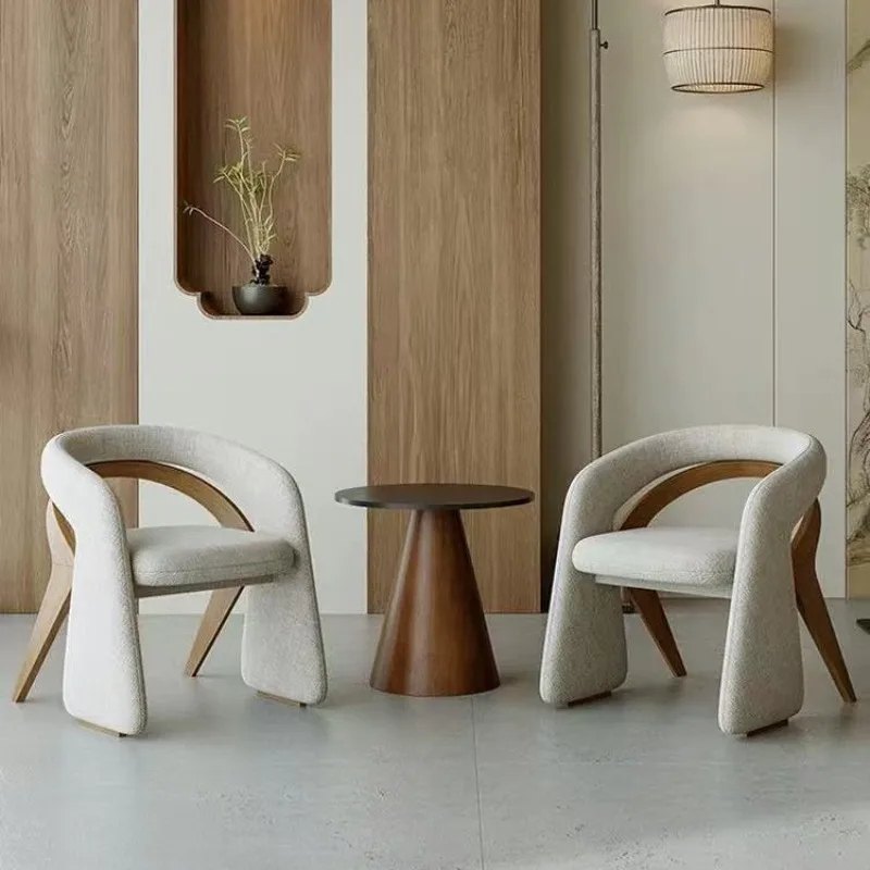 

Light Luxury Solid Wood Reception Negotiation Table and Chair Combination Designer Hotel Lobby Clubhouse Lounge Area