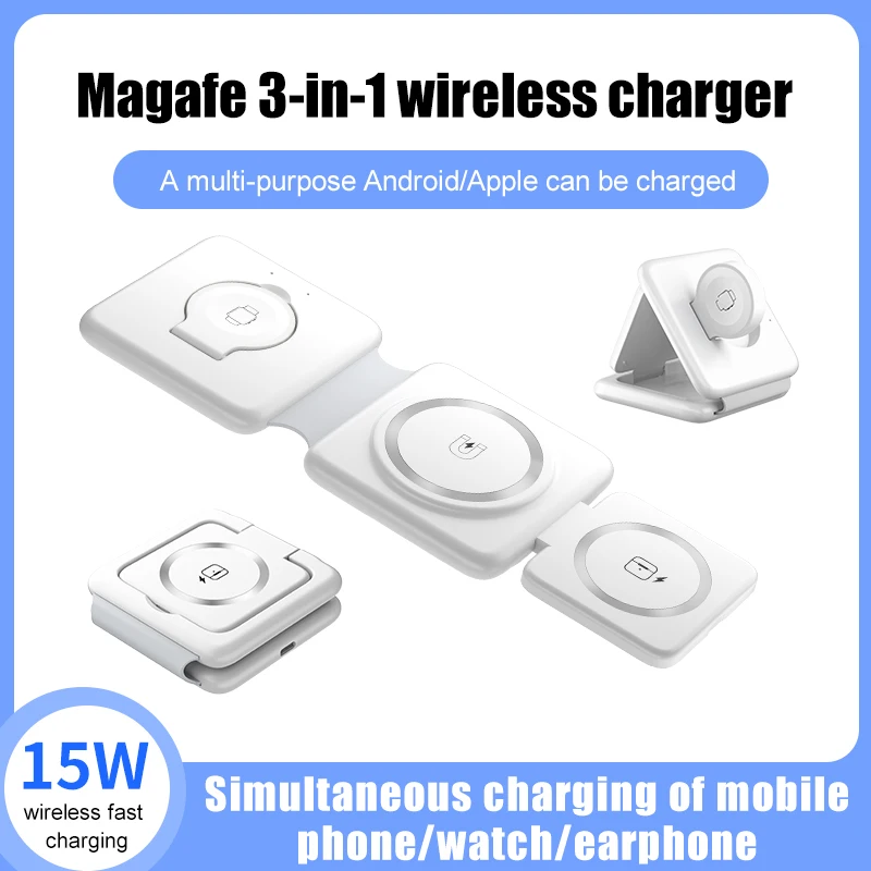 Fast Magnetic wire-less Charging Dock Station Fold 3 in 1 Wireless Charger