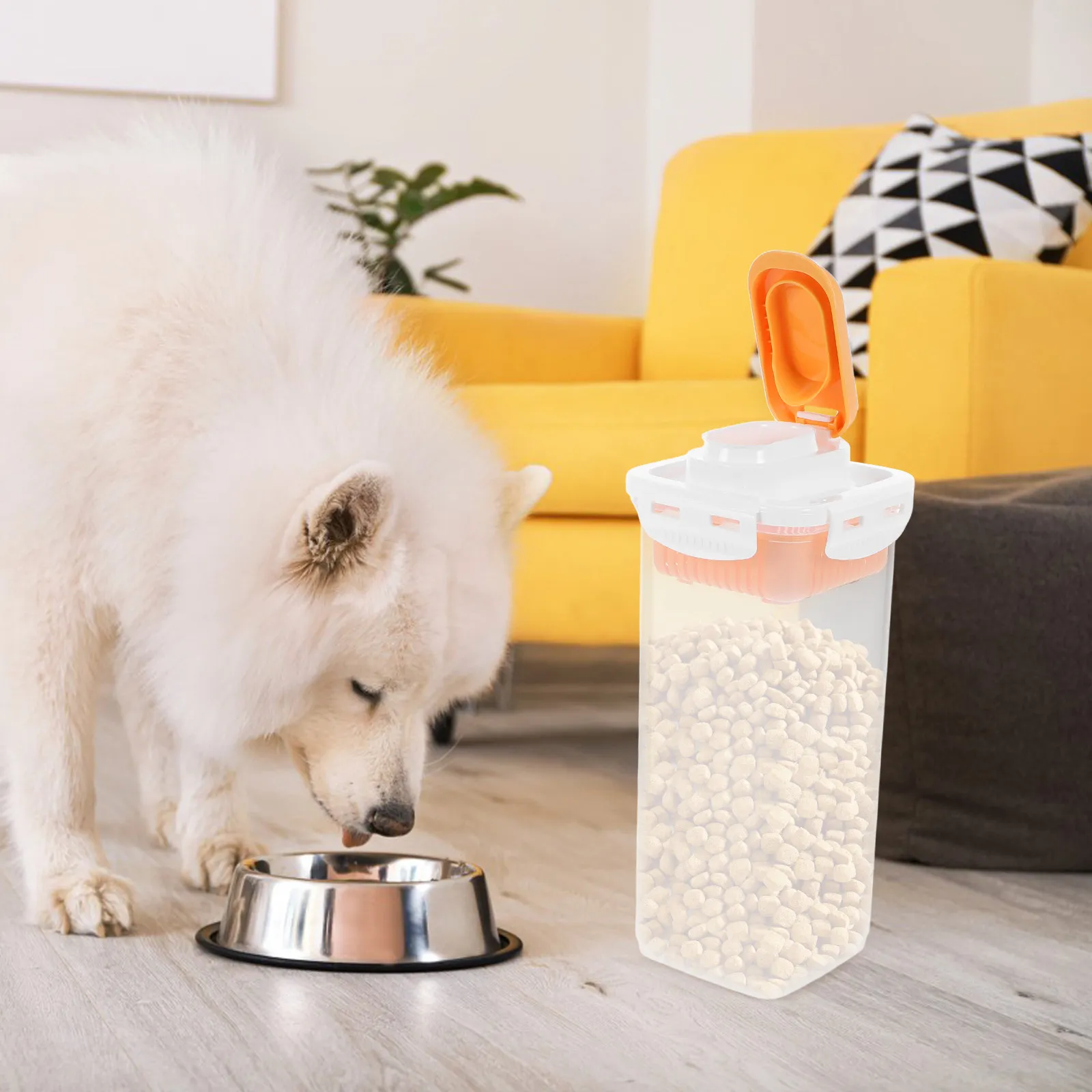 Dog Food Container Airtight 1.7L Pet Treat Storage Bin Durable Seal Keeps Food Treat Holder Pet Basket