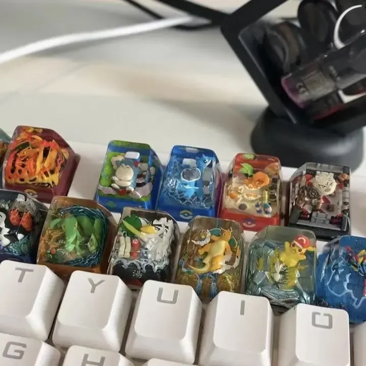 

PTCG Pokemon Keycap Mechanical Keyboard Resin Transparent Stereoscopic Keycap Greninja Primeape Sprigatito Fuecoco Wave 10