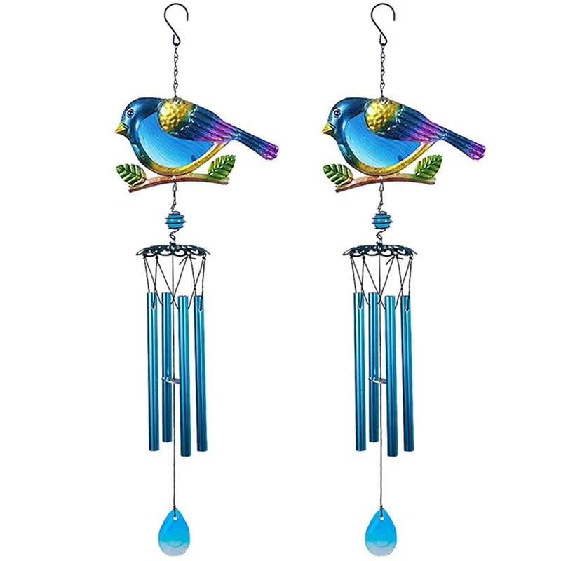 

Promotion! 2X Wind Chimes Outdoor Indoor Decor Windchime, Mobile Romantic Blue Bird Wind Chimes For Home Festival Garden Decorat