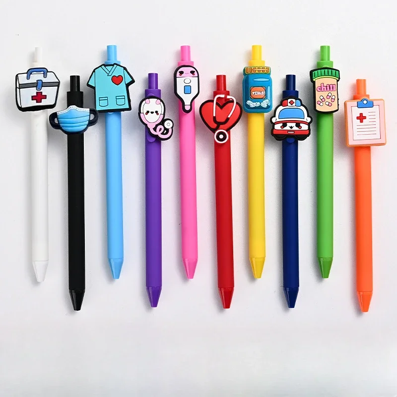 Nurse Doctor Gel Pens 0.5mm Black Ink Writing Pen Cute Cartoon Ornament Retractable Gel Pens Hospital Supplies