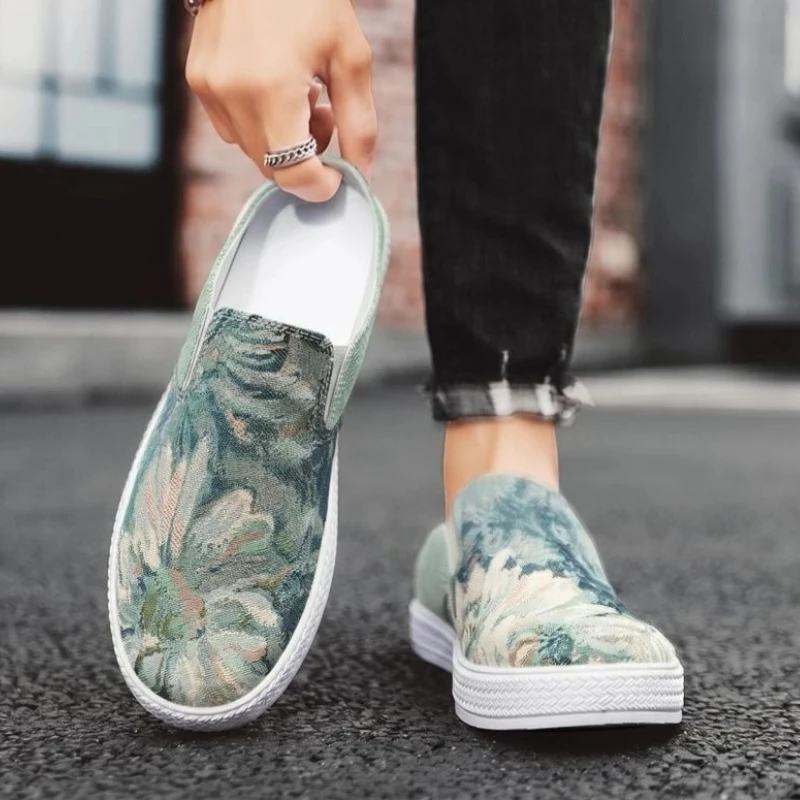 

Men's Summer Canvas Shoes Slip on Breathable Backless Loafers Casual Deodorant Sneakers