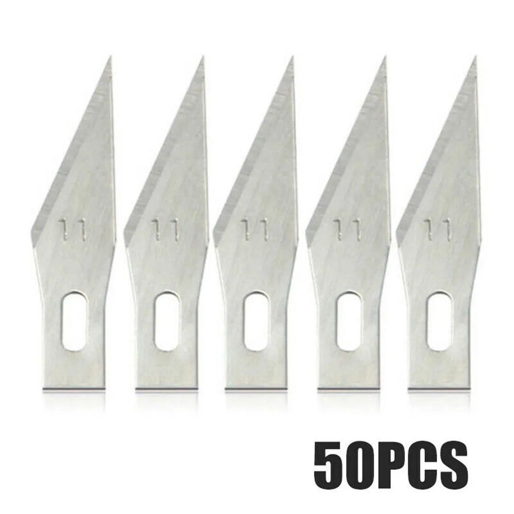 Cuchillas de grabado de acero inoxidable, accesorio para tallado de Metal y madera, para película de teléfono móvil, reemplazo, 100/50 piezas, n. ° 11