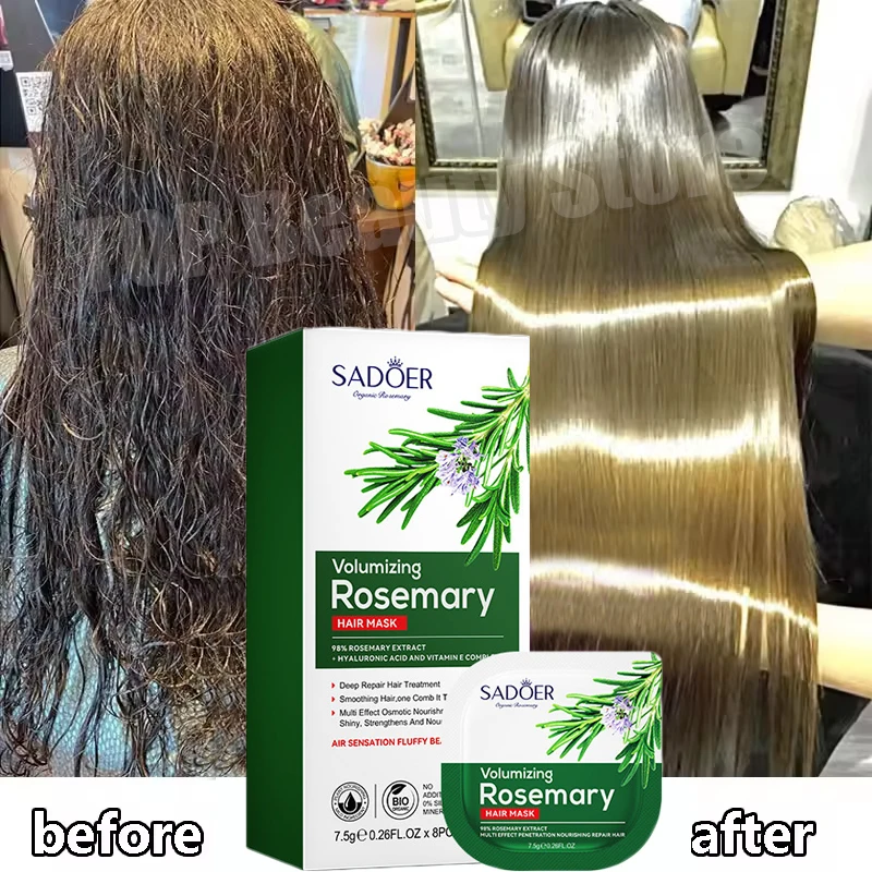 

Маска для волос с розмарином, 5-секундная восстанавливающая поврежденные вьющиеся волосы, мягкая, гладкая, блестящая, питательная маска для глубокого увлажнения, питательная маска для ухода за волосами