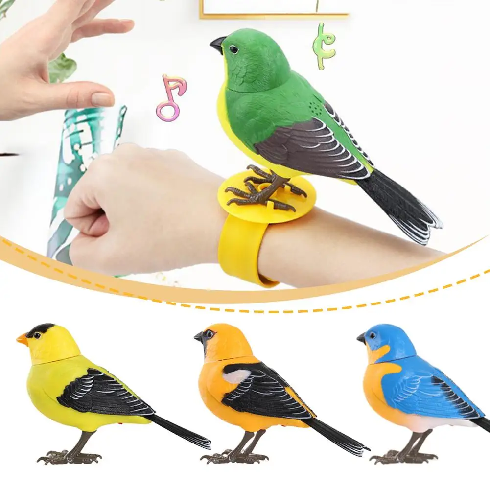 Creative Fun Simulation Voice Control Light Control Bird Figurine Singing Bird Interactive Electronic Toy Home Office Decoration
