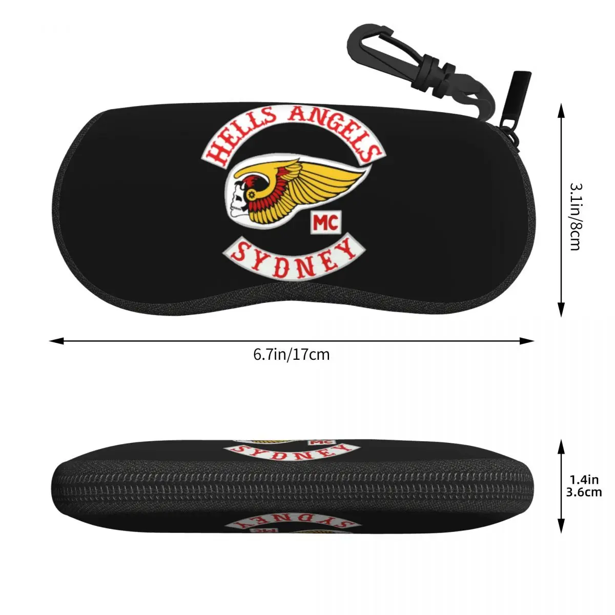 Custom Hells Angels World Logo Shell Eyeglasses Case Women Men Fashion Motorcycle Club Glasses Case Sunglasses Box Pouch