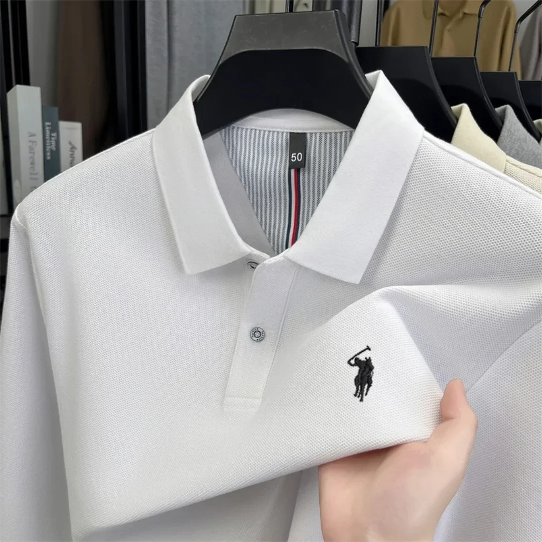 100 % reine Baumwolle, hochwertige Marke, Herren-Polohemd mit langen Ärmeln, Herbst-/Winterkollektion, modisches, luxuriöses Golfoberteil mit Stickerei, lässiges T-Shirt. – Detail 7