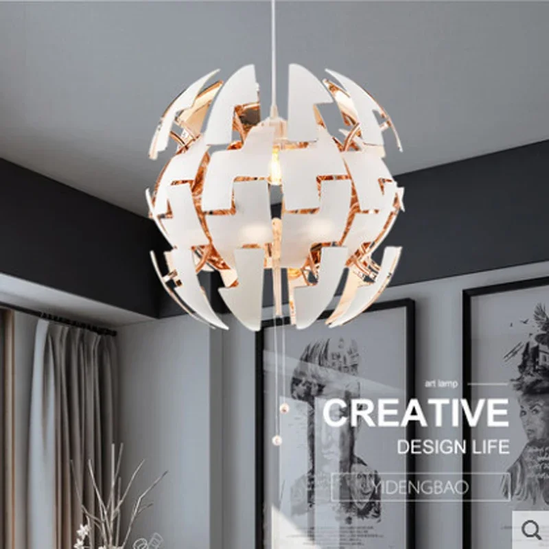 Plated Acrylic Deformable Creative Personality E27 Single Bedroom Livingroom Dining Lighting Fixture Nordic Simple Pendant Lamp