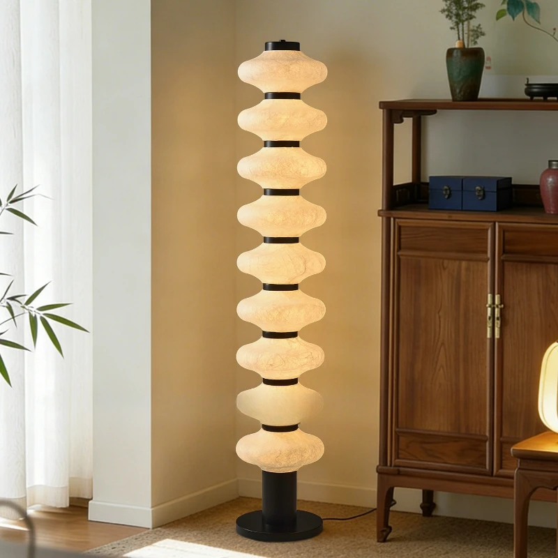 Song-style aesthetic handicraft real silk floor lamp, antique design sense, living room bedroom atmosphere light
