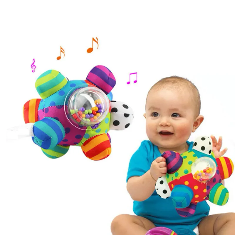 Baby 3d weiches Tuch berühren Hand greifen Bubble Ball Puzzle Kinder Farbe Perlen kleine laute Glocke Rassel Spaß Bälle Lernspiel zeug