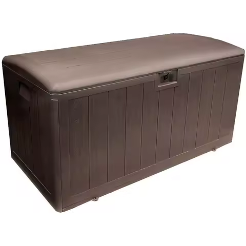 Outdoor Storage Deck Box, Soft Closure, 105 Gallon, Java