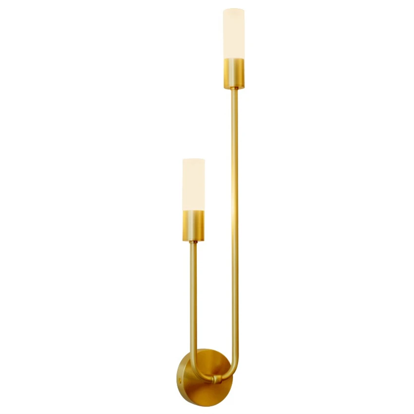 Brass long pole LED wall lamps pure copper bedroom bedside lamp living room study hallway decorative sconces lights fixtures