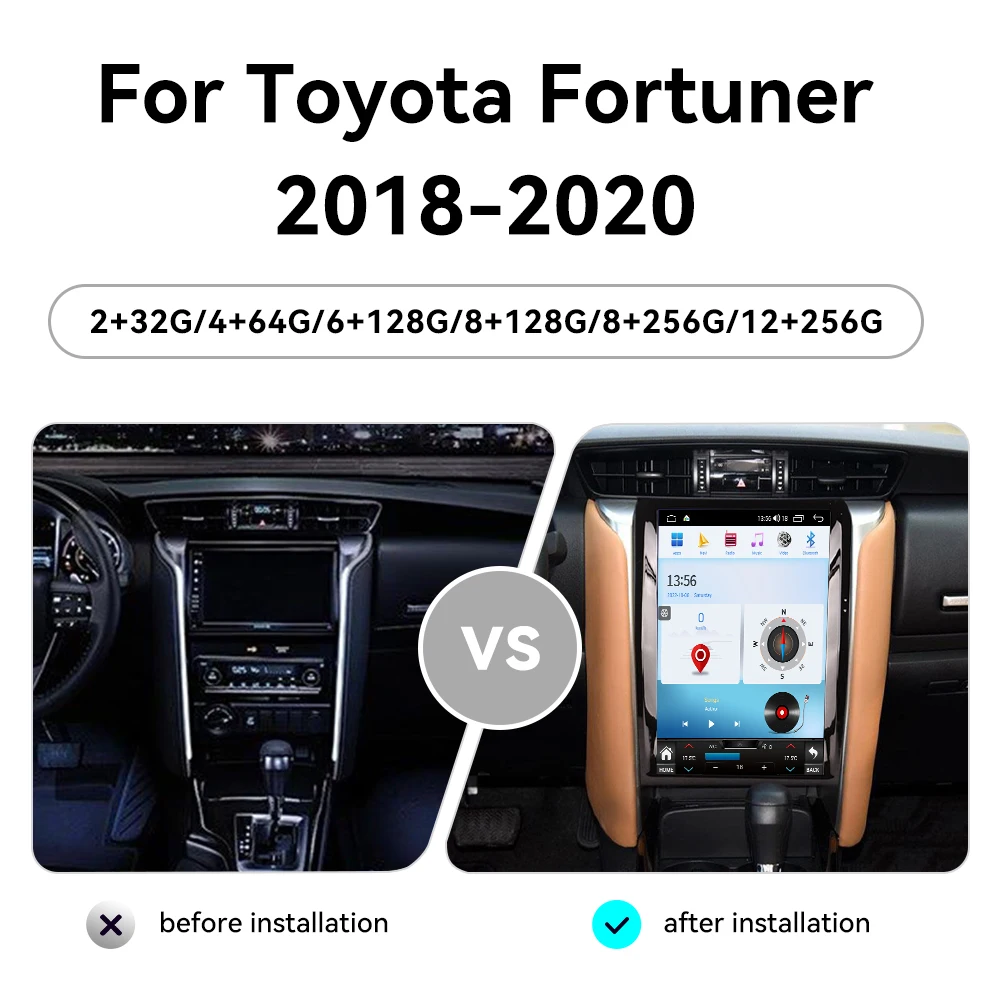 12.1 Inch For Toyota Runner 2018-2020 Vertical HD Screen Android 14 Car Radio Multimedia Player CarPlay GPS Navigation Heat Unit