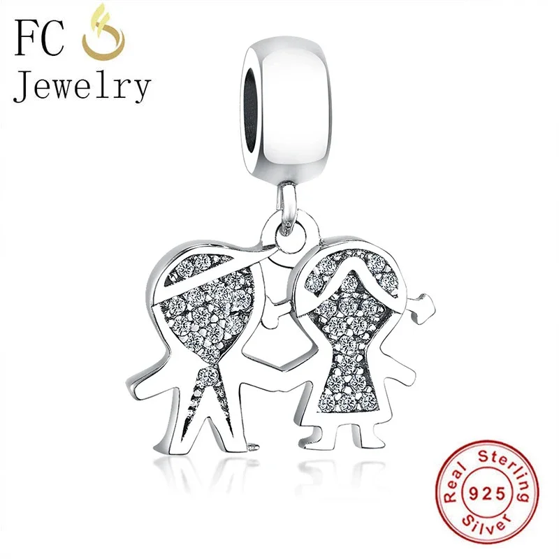 FC Jewelry Fit Original Pan Charms Bracelet Authentic 925 Silver Little Boy Girl Son Daughter Bead Pendant For Women Berloque