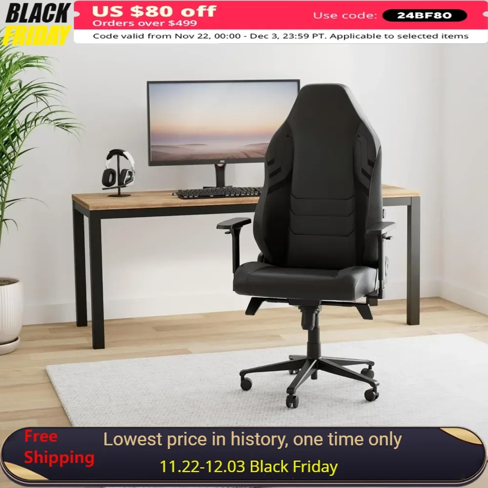 Gaming Chair, Ergonomic, Reclining Chair with 4D Armrests, Magnetic Head Pillow & Lumbar Support, Computer Chair