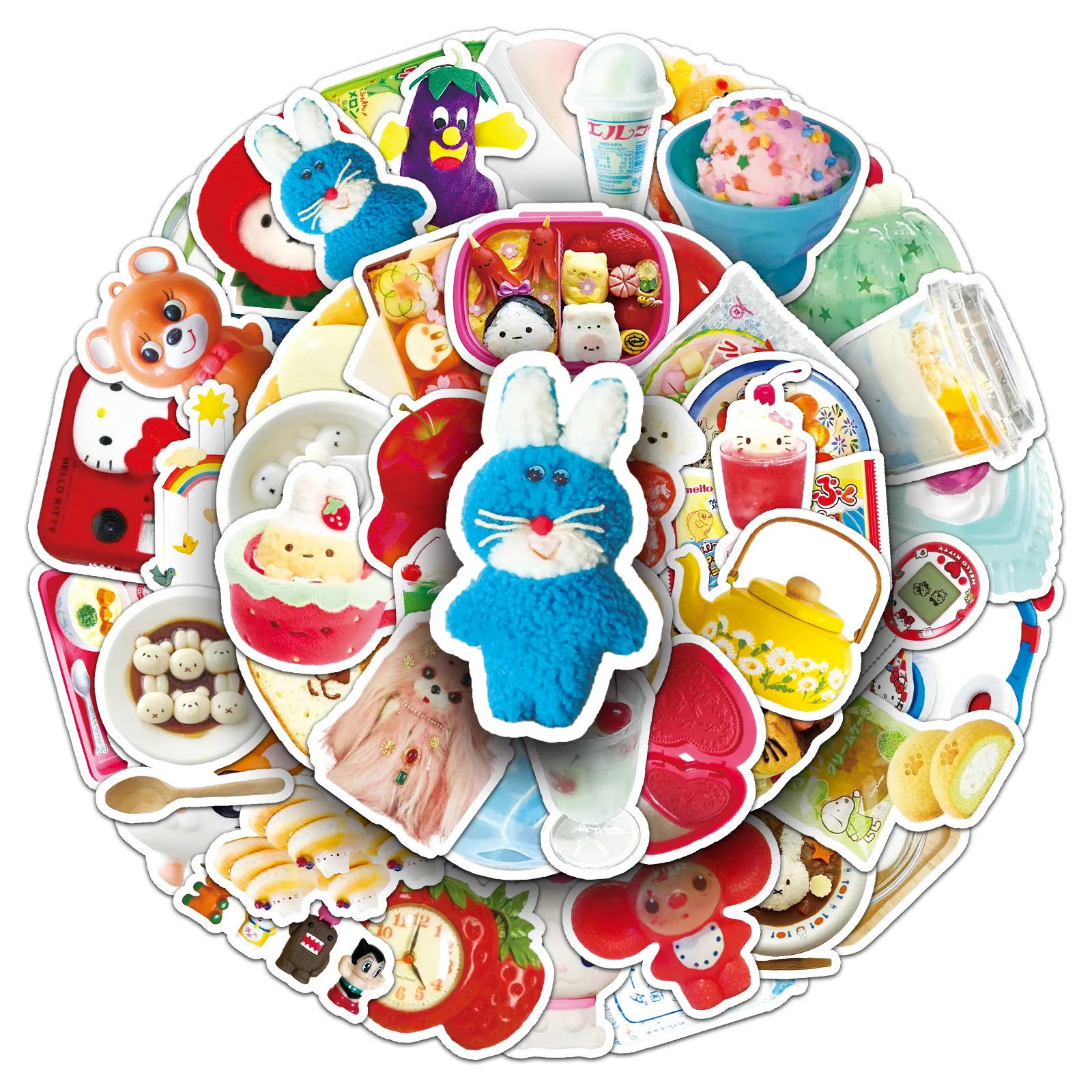 50 PCS Retro Colorful Ins Style Japanese Mix Match Graffiti Stickers Decorate Laptop Lunch Box Fridge Non Repeated Decals