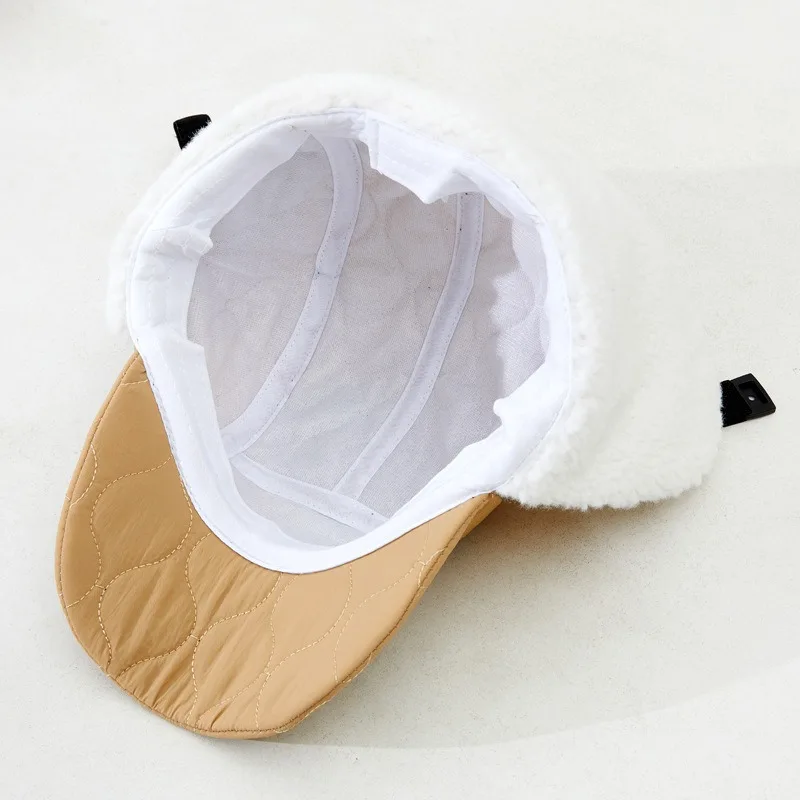 Winter Down Cotton Cap Down Ear Protector Cap Windproof Outdoor Skiing Plush Cotton Cap Warm Thermal
