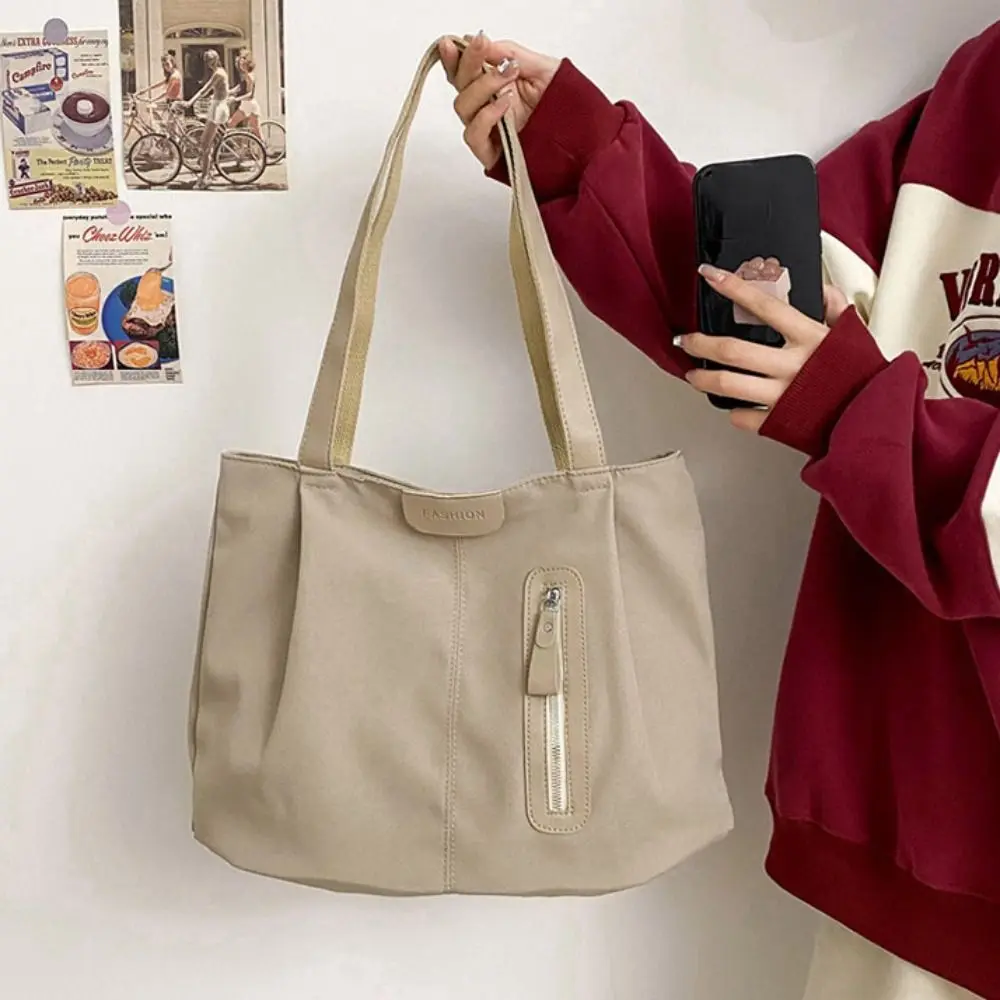 

Сумка на плечо большой вместимости, однотонная, легкая, экологичная, для отпуска, в корейском стиле, для офисных работников