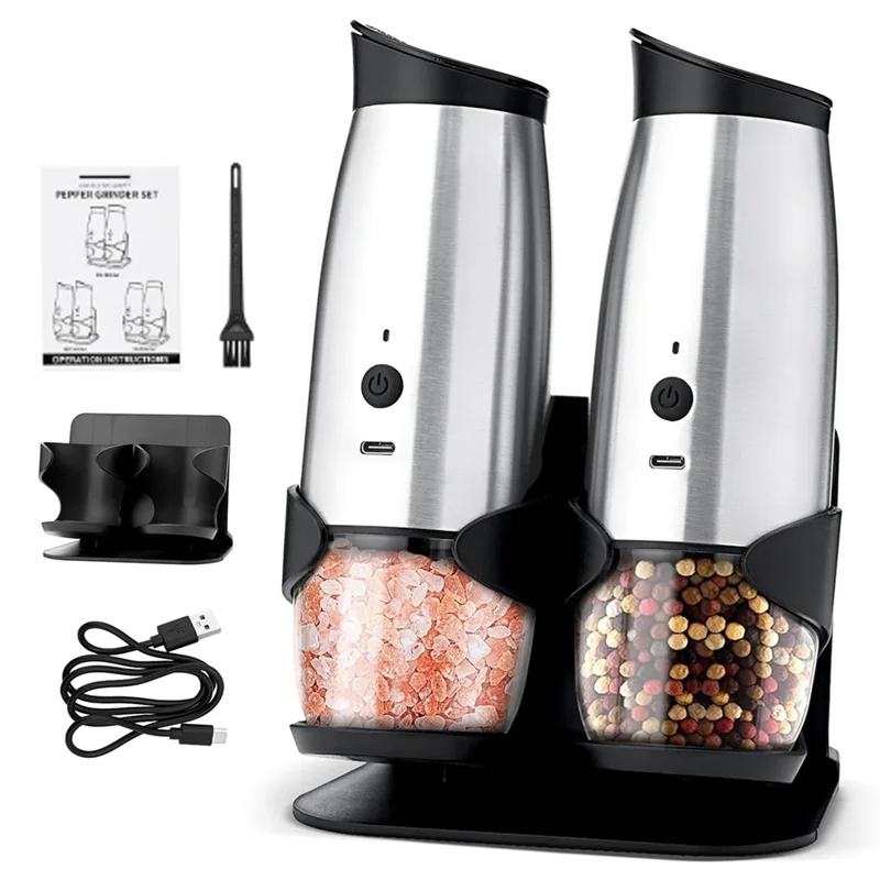 

A01F-Automatic Salt And Pepper Mill, Electric Grinder Set For Kitchen, For BBQ Parties