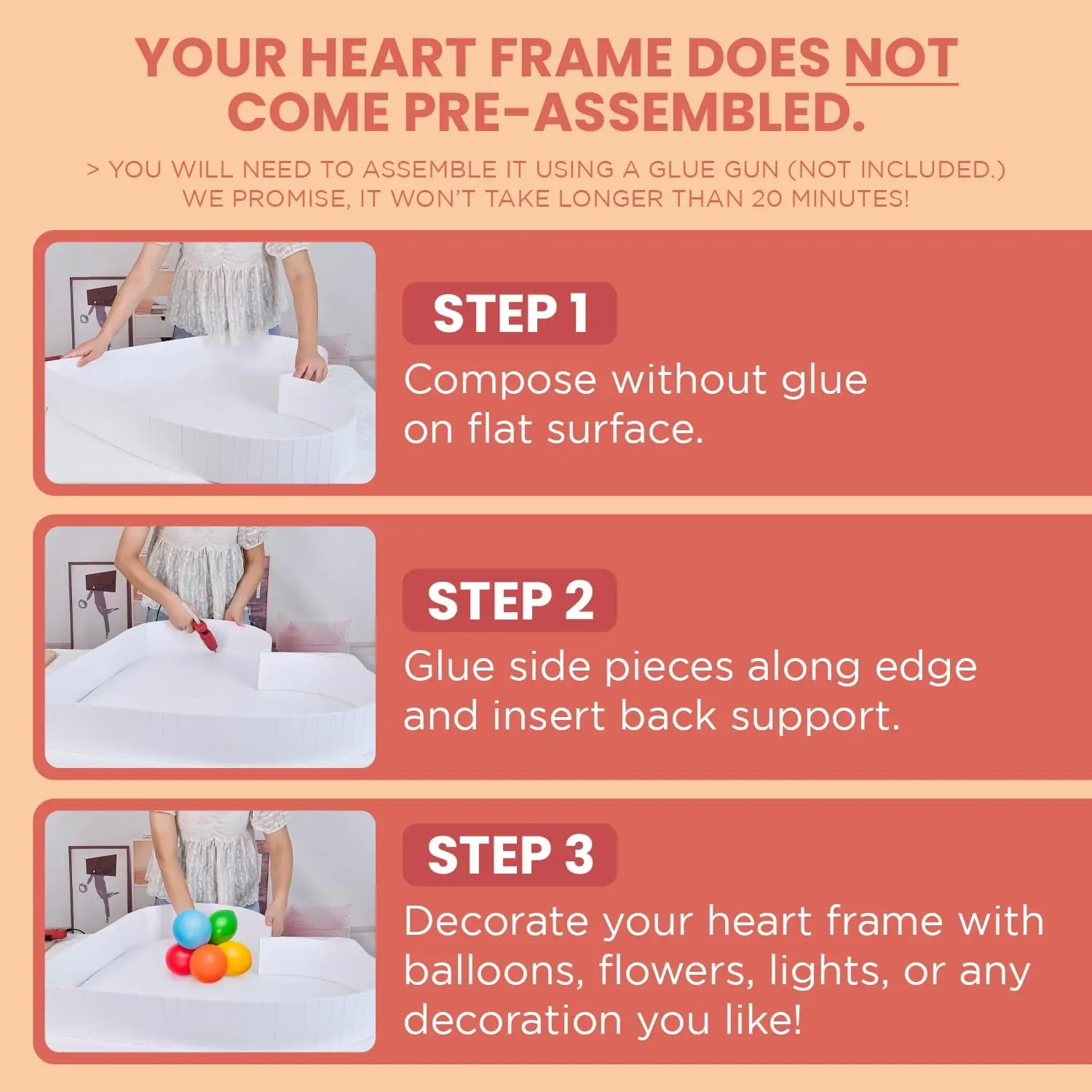 Heart Shape Mosaic Balloon Frame Stand Filling Box Balloon Foam Board for Birthday Wedding Baby Shower Valentines Day Decoration