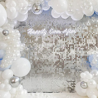 Shimmer Wall Backdrop Iridescent Silver Sequin Shiny Wall Panels Birthday Party Background For Wedding Marriage Decoration