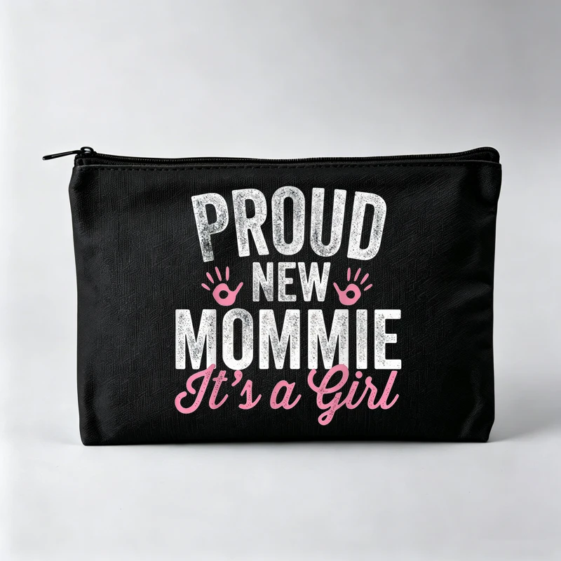 Women's Typography Print Makeup Bag, Casual Cosmetic Storage Pouch for Daily Use