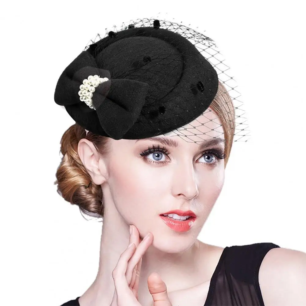 Women's Big Bowknot Fascinator Church Fascinator Hair Clip Mesh Hat Fascinator Hairpin Party Derby Hat Vintage Fedoras Hats