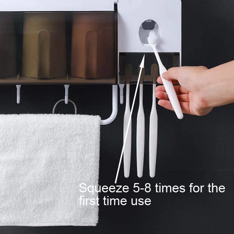 

Автоматический дозатор зубной пасты, настенное крепление и держатель зубной щетки с защитой от пыли, многофункциональная компактная зубная щетка Org