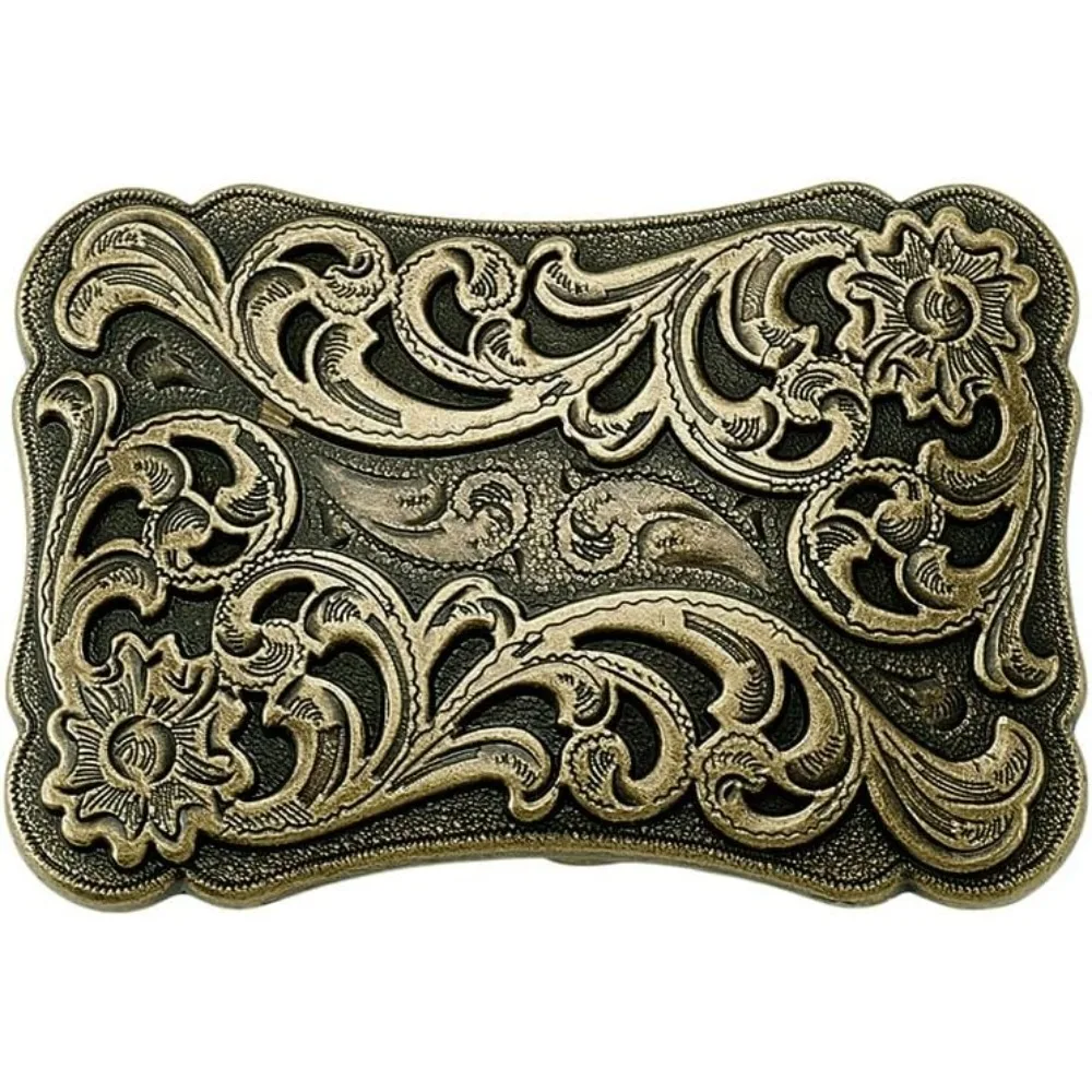 

Belt Buckle Western Cowboy Belt Buckle Engraved Floral Buckle Fits Belt Strap for Jean Leather Belt Wedding