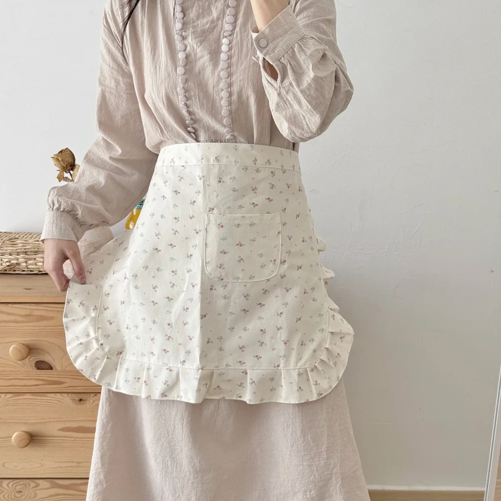 Floral Waist Apron Cotton Women's Flower Shop, Baking, Home Kitchen, Work Clothes
