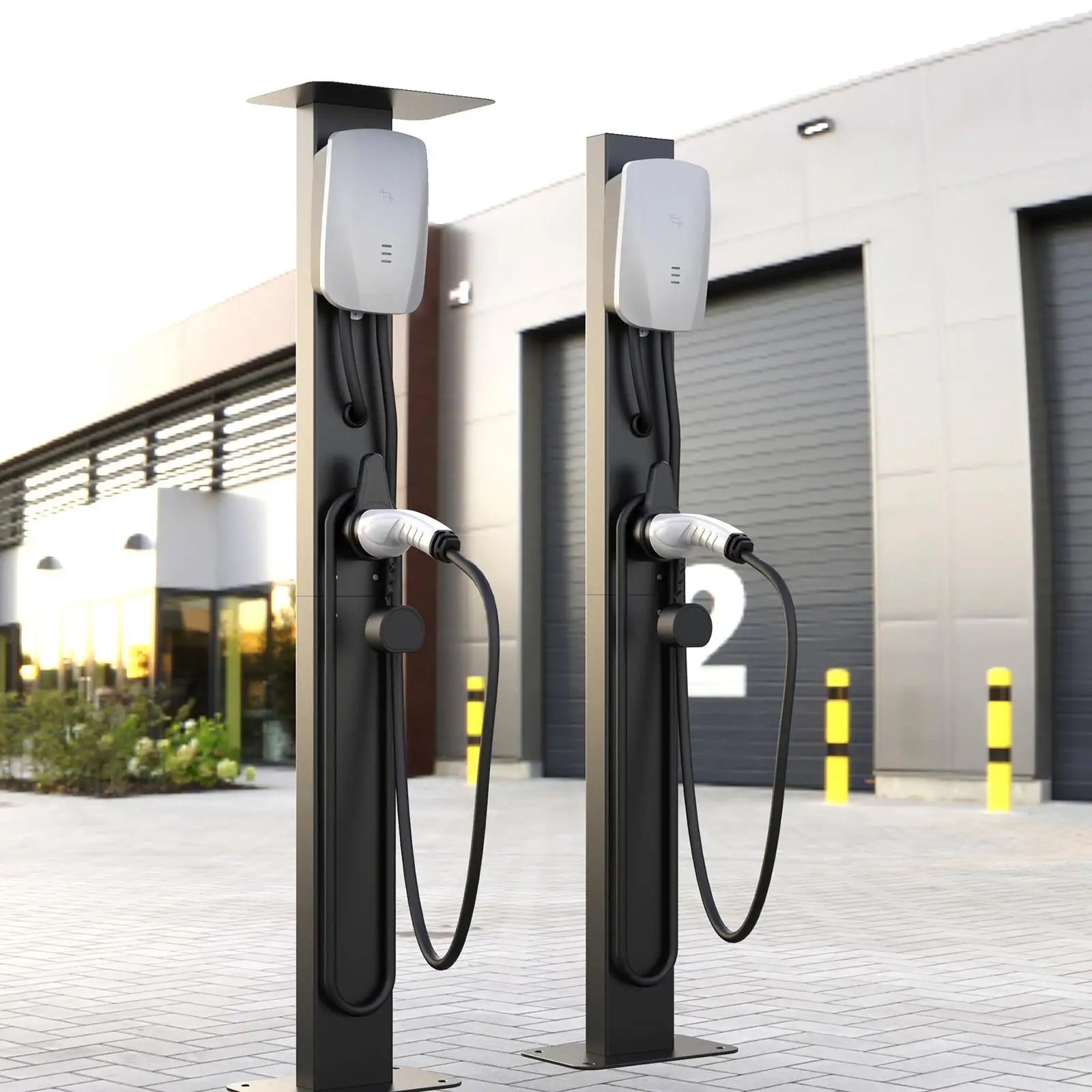 Electric Vehicle Charging Station Floor Stand with Cable Storage for Home Garage EV Charger Pedestal Mounting Column Aluminum