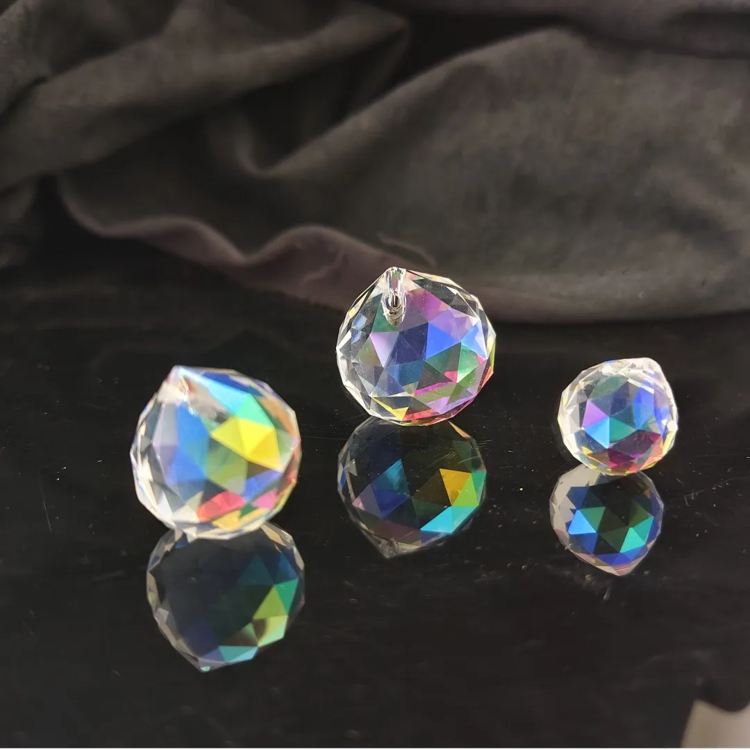Camal 5PCS 15/20/25mm K9 Crystal Ball AB Color Faceted Prisms  Suncatcher Chandelier Pendant Lighting Lamp Curtain Hanging DIY