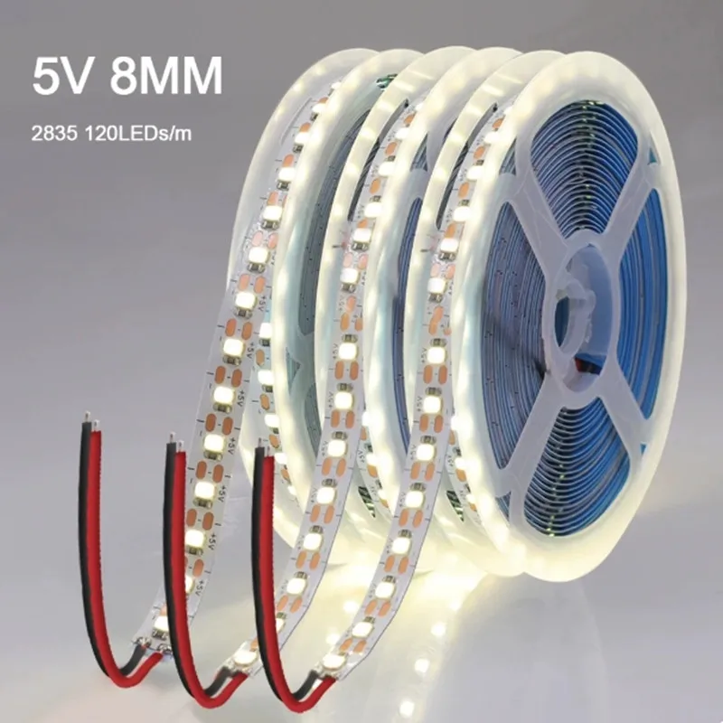 1 Meter 5MM 8MM LED Light Selt 2835 120LEDs/M LED Light Belt 5V Light Strip TV Background Atmosphere Light 1M