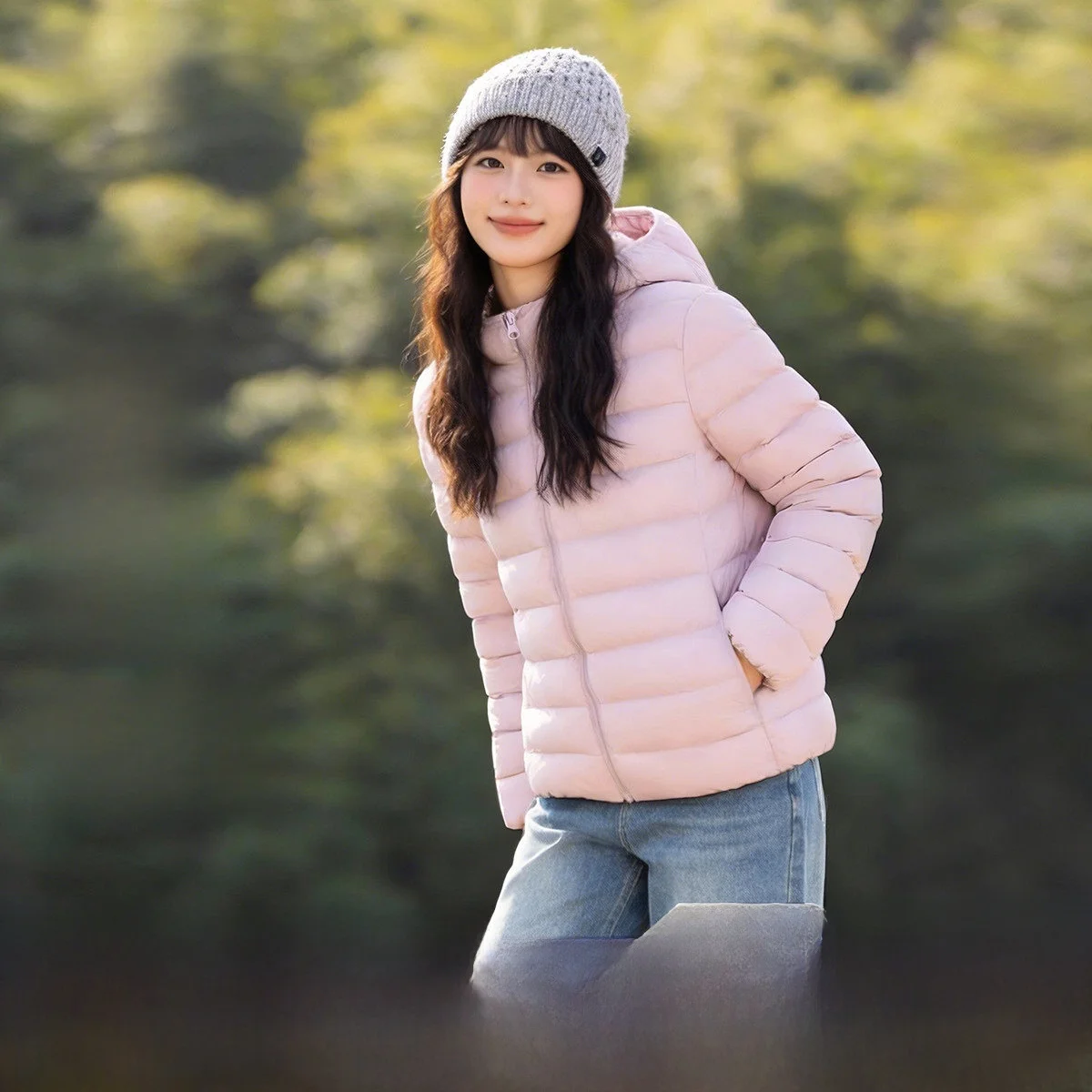 

Lightweight Casual ort Women's down Jaet Snow Flng Spring 2026 Nylon Fabric Hooded Loose Fit Du down Faion Outerwear