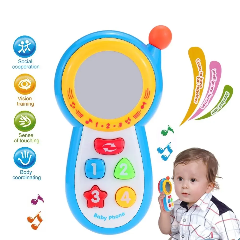 EBOYU CY1013-3A Baby Music Phone Toy Language Mobile Phone with Color Button and Mirror Toy Gift for Kids