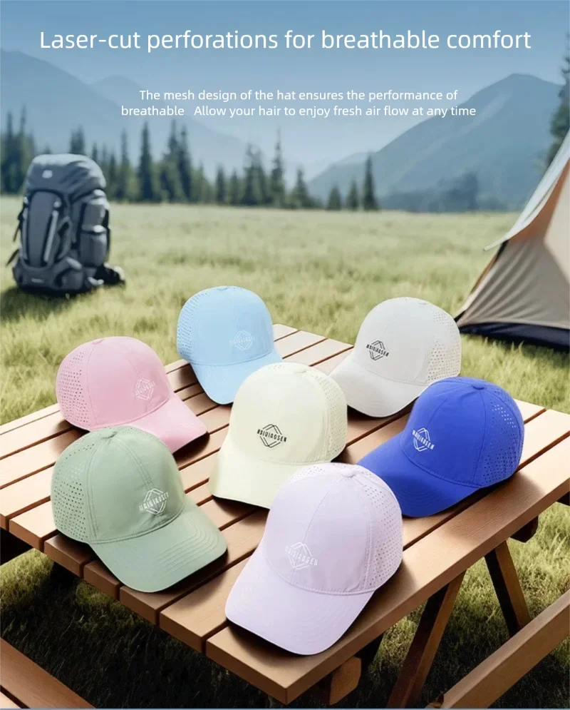 Berretti da baseball personalizzati all'ingrosso, berretti per copricapo, berretti da corsa, ad asciugatura rapida, protezione solare, berretti a becco d'anatra traspiranti, per esterni