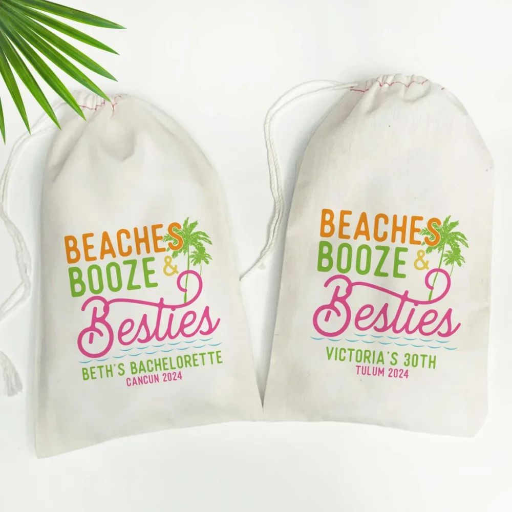 Beach and Besties Bachelorette Party Gift Bags-Girls Trip Bags-Beach Vacation Bags-Weekend Getaway Goodie Bags-Beach Favor Bag