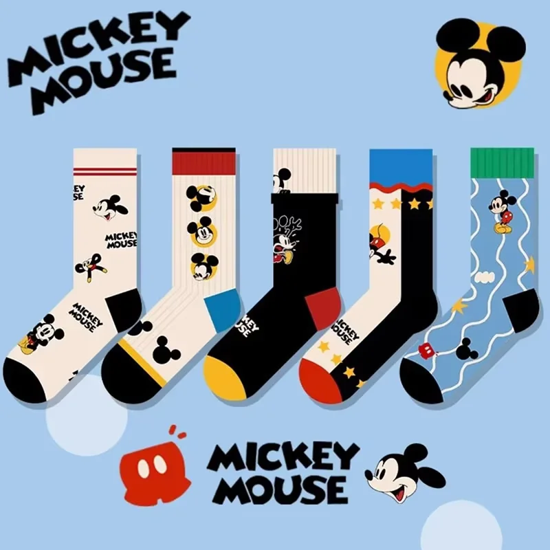 

5 Pairs Cartoon Mickey Mouse Childrens Socks Spring Fall And Winter Cotton Mid-Calf Mickey Girls Boys Girls Cotton Socks Gift