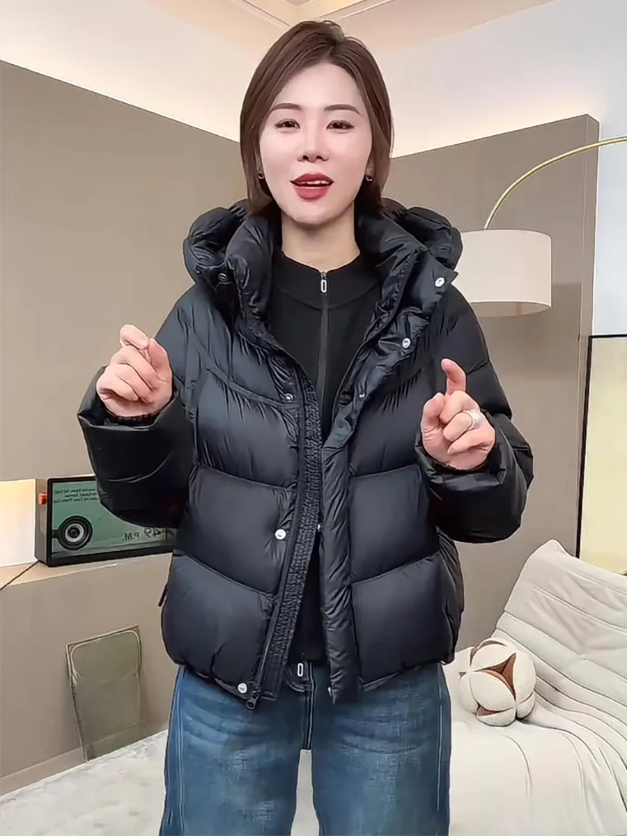 

Женская зимняя теплая свободная куртка-пуховик Cloudlike 90 White Du Down с капюшоном, повседневная, модная