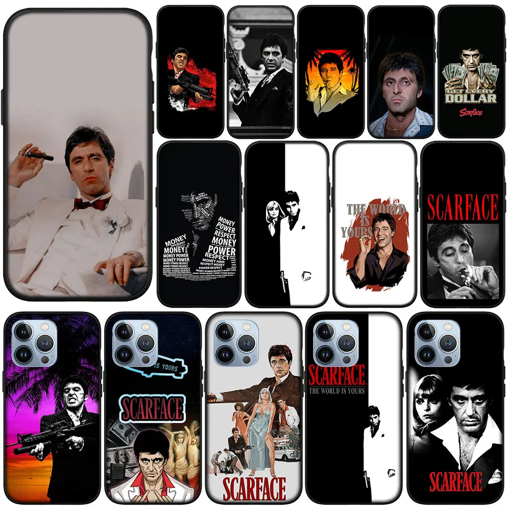 S-Scarfaces Al Tony Pacino Montana Soft Cover for Apple iPhone 16 11 Pro XS Max X XR 6s 7 8 6 Plus + SE 2022 8+ Phone Case