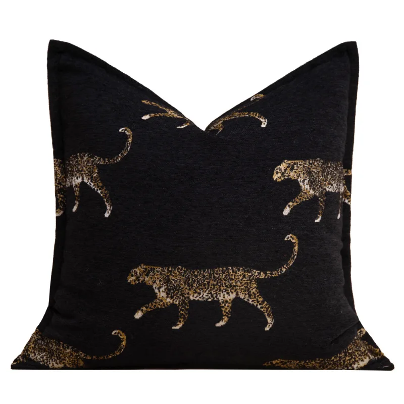 

Middle Ancient Style High-end Living Room Sofa Decoration Cushion Cover Exquisite Tiger and Cheetah Pattern Pillowcase