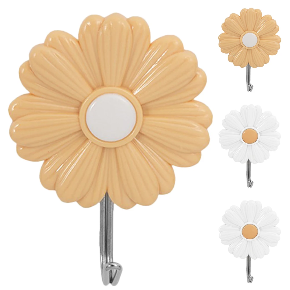 

4 Pcs over Door Hanger Daisy Sticky Hook Clothing Hangers Colorful Wall Hooks Plastic with Adhesive