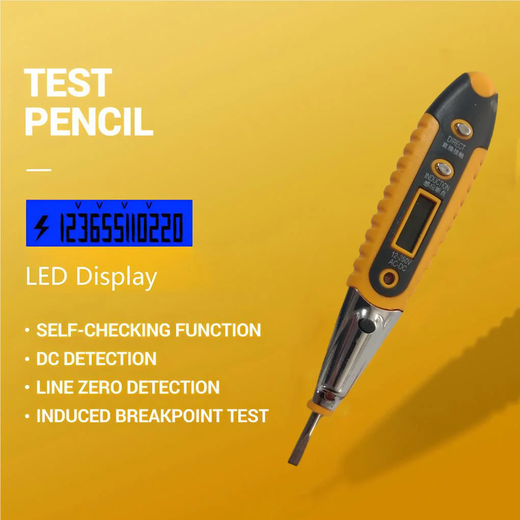 VD700 Electrical Test Pen with Light Multifunctional Digital Electric Tool Exquisite Voltage Detector Indoor Red