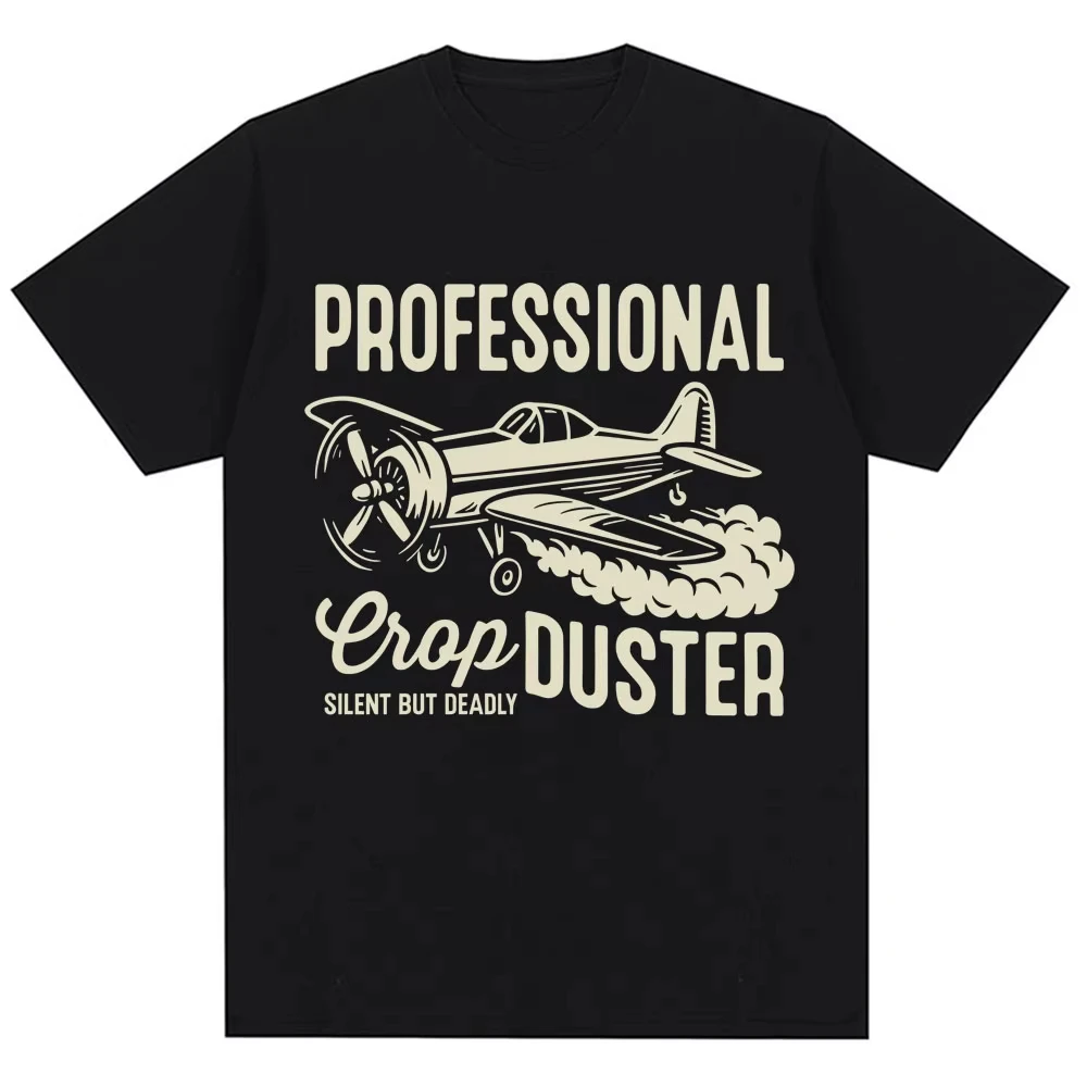 Funny Professional Crop Duster Graphic T-shirt Men Women Fashion Vintage Creativity T Shirts Oversized Cotton T Shirt Streetwear