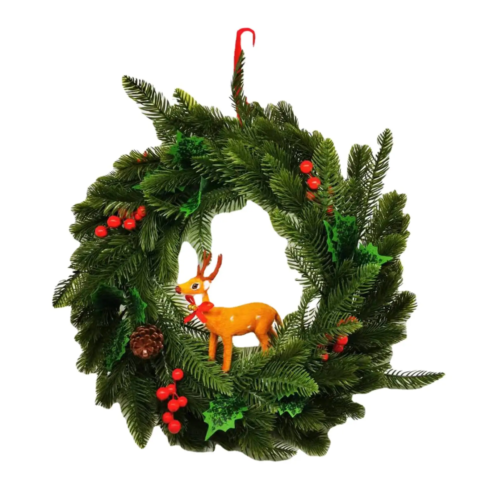 إكليل عيد الميلاد أوراق خضراء أكاليل 17.7 بوصة معلقة على الحائط لحفلة رأس السنة الجديدة #4